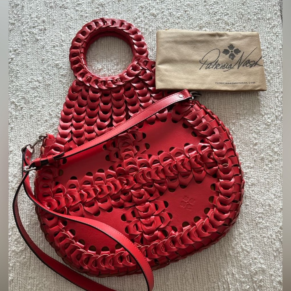 Patricia NashPisticci Woven Leather Satchel Bag- one red and one white